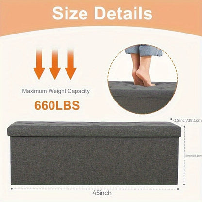 43-Inch Foldable Ottoman with Padded Seat for Comfortable Everyday Seating detail image - detail view 19