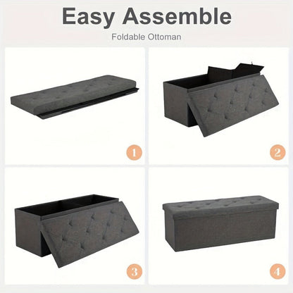 43-Inch Foldable Ottoman with Padded Seat for Comfortable Everyday Seating detail image - detail view 20