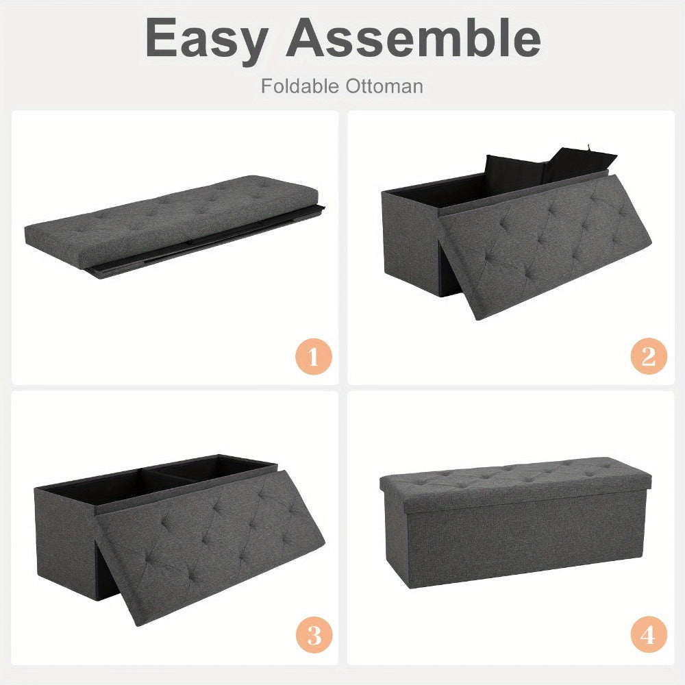 43-Inch Foldable Ottoman with Padded Seat for Comfortable Everyday Seating detail image - detail view 6