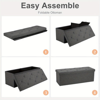 43-Inch Foldable Ottoman with Padded Seat for Comfortable Everyday Seating detail image - detail view 6