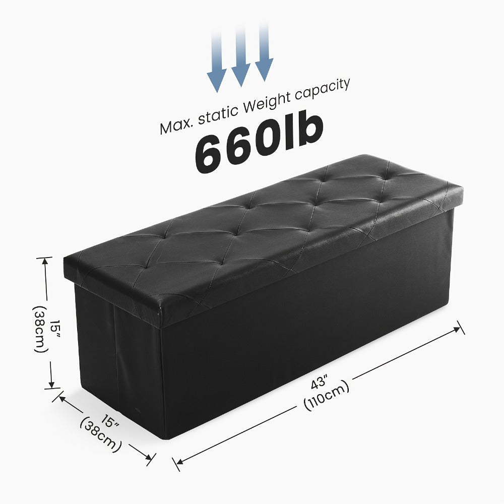 43-Inch Foldable Ottoman with Padded Seat for Comfortable Everyday Seating detail image - detail view 7
