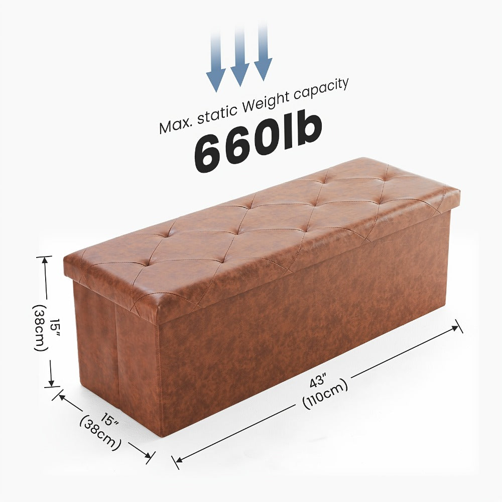 43-Inch Foldable Ottoman with Padded Seat for Comfortable Everyday Seating detail image - detail view 9