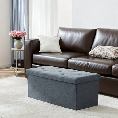 43-Inch Foldable Ottoman with Padded Seat, Small Upholstered Footstool detail image - detail view 13