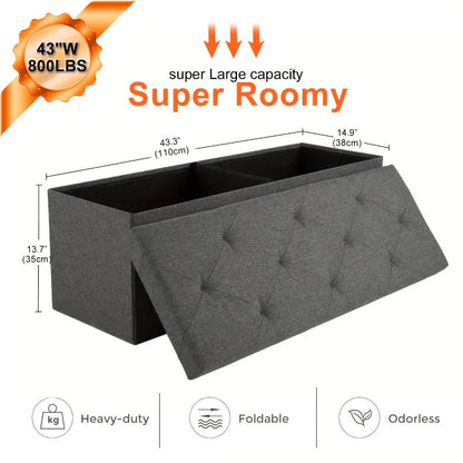 43-Inch Foldable Ottoman with Padded Seat, Small Upholstered Footstool detail image - detail view 3