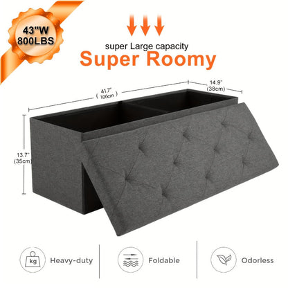 43-Inch Foldable Ottoman with Padded Seat, Small Upholstered Footstool detail image - detail view 4