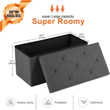 43-Inch Foldable Ottoman with Padded Seat, Small Upholstered Footstool detail image - detail view 5