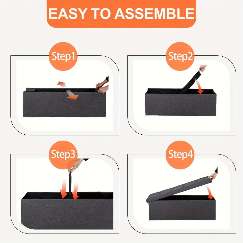43-Inch Foldable Ottoman with Padded Seat, Small Upholstered Footstool detail image - detail view 9