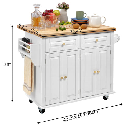43-Inch Rolling Kitchen Island Cart with Rolling Wheels for Organized Everyday Storage detail image - detail view 3