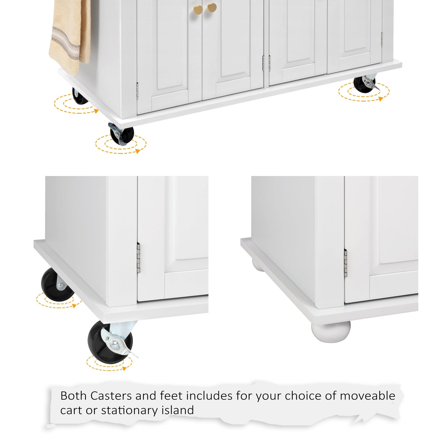 43-Inch Rolling Kitchen Island Cart with Rolling Wheels for Organized Everyday Storage detail image - detail view 6