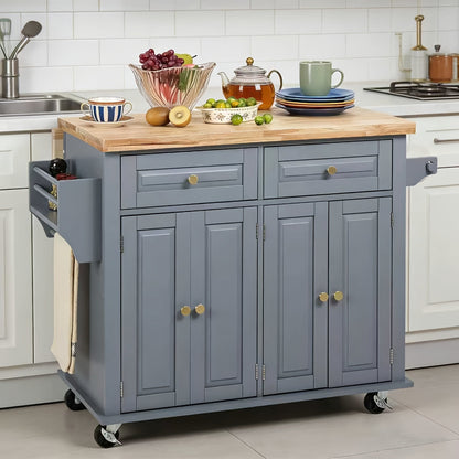 43-Inch Rolling Kitchen Island Cart with Rolling Wheels for Organized Everyday Storage detail image - detail view 9