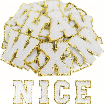 Chenille Letter Patches Self Adhesive A-Z 26pcs – Embroidered Alphabet Applique Stickers for Clothes Bags Hats Phone Cases, DIY Craft Personalized Patch Set Gift for Teens & Kids