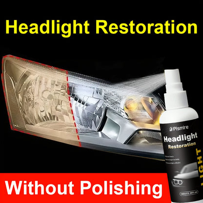 Headlight Restoration Kit Ceramic Coating Spray 100ml No Sanding No Polishing Required Quick Restore Yellowed Foggy Car Headlights DIY Headlight Repair Fluid