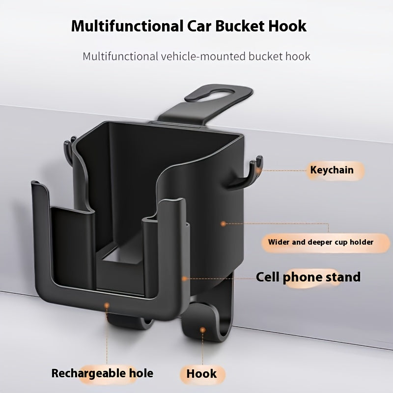 Set of 2 Versatile Car Seat Back Organizers Featuring a Cup Holder, Phone Holder, And Hook - Compatible with Most Vehicle Models, Capable of Holding Water Bottles, Milk Tea Bags, Trash Bags, And Glasses, Designed for Car Storage