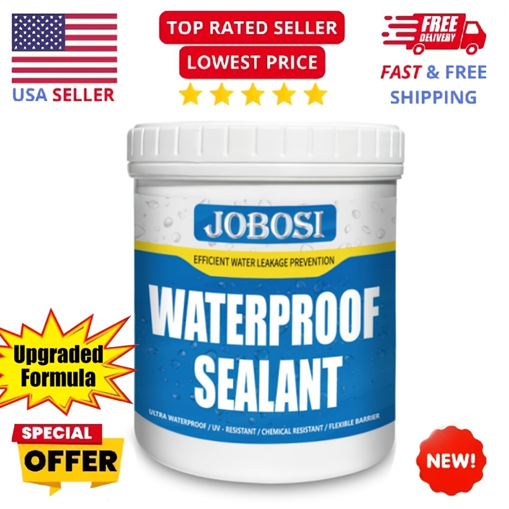 Waterproof Sealant Liquid Glue 32oz 1KG Leak Repair Agent – Indoor Outdoor Waterproof Coating for Roof Basement Wall Pipe Crack Sealing, Transparent & Black, Strong Adhesive Waterproof Repair Glue