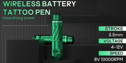 Tattoo Pen Kit with Extra Battery 1400mAh V3 PRO LTK06 - Poseidon Wireless Rotary Machine LCD Screen 20 Needles 6 Inks Power Supply Complete Set for Beginners & Artists