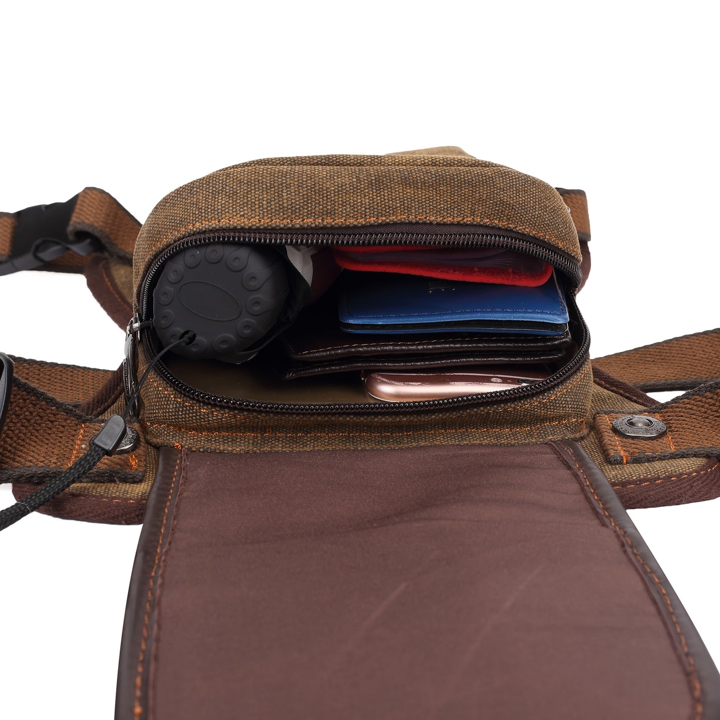 Vintage Canvas Sling Bag for Men Multifunctional Crossbody Chest Bag Waist Bag Shoulder Bag Leg Bag Hiking Outdoor Sports Travel Bag Adjustable Strap Dark Brown