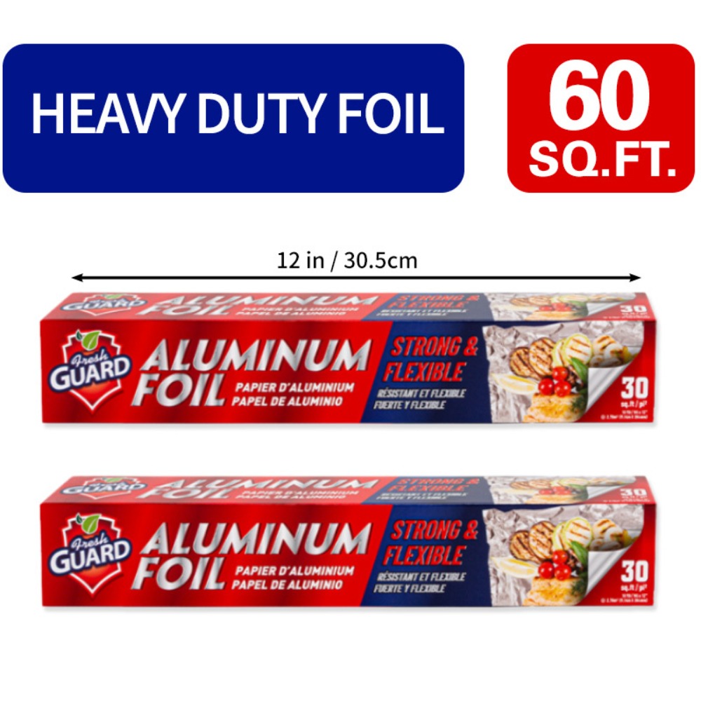 Aluminum Foil Roll 12 Inch Wide for Restaurant Food Wrapping Burritos Hot Dogs Sandwiches 60-240 SqFt