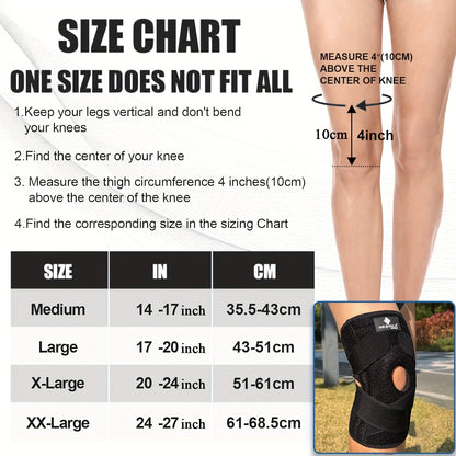 Knee Brace with Patella Gel Pad & Side Spring Stabilizers – Adjustable Compression Knee Support Wrap for Sports Running Workouts Camping, Breathable Knee Joint Stabilizer for Women Men, Blue & Black
