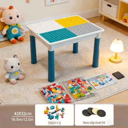 Kids Building Block Table & Chair Set with Storage Boxes – 16.5" x 12.6" All-in-One ABS Brick Play Activity Station for Toddlers Boys & Girls, Best Birthday Christmas Holiday Gift Ages 3+