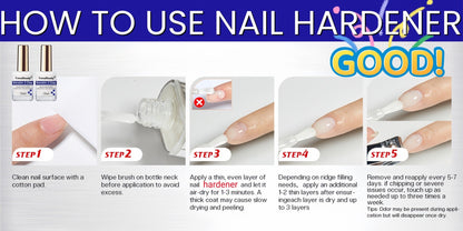 Nail Hardener for Weak Brittle Splitting Nails 2 Pack - Extra Strong Fast Drying Long Lasting White Nail Strengthener with Vitamin E Base Coat Manicure Treatment for Women Nail Care