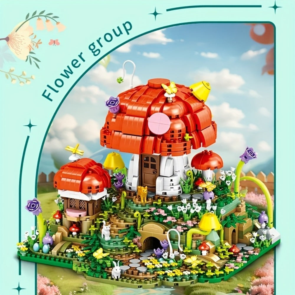 Fairy Mushroom House Building Blocks Set 2000+ Pcs – Mythical Fantasy Miniature Architecture Model 663 Desktop Decoration Display for Adults Teens Birthday Christmas Gift Fantasy Lovers