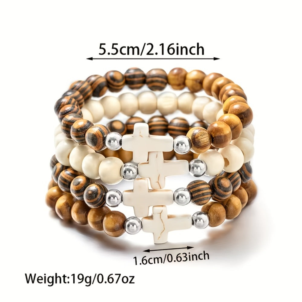 Cross Bracelets Bulk for Baptism Party Favors – 20/40PCS Vintage Ethnic Alloy Cross Pendant Woven Elastic Bracelets, Assorted Colors Christian Religious Jewelry Gifts for Kids Adults