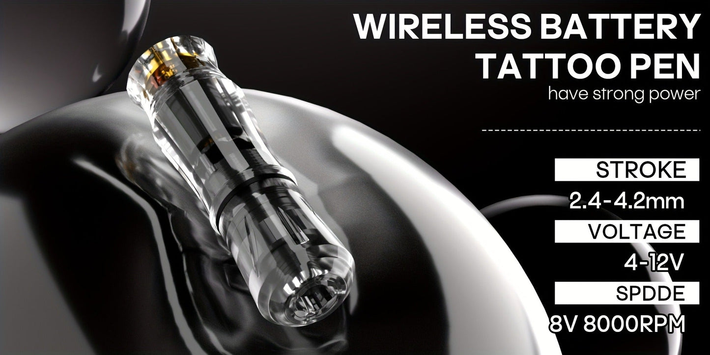Rotary Tattoo Machine Kit Complete Set with 1400mAh Wireless Battery Digital Display 10 Cartridge Needles 6 Inks Practice Skin for Beginners & Professional Artists