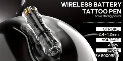 Rotary Tattoo Machine Kit Complete Set with 1400mAh Wireless Battery Digital Display 10 Cartridge Needles 6 Inks Practice Skin for Beginners & Professional Artists