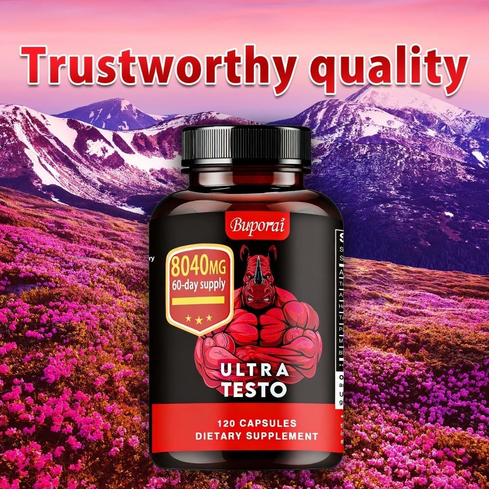 Ashwagandha Tongkat Ali Supplement for Men with Maca Root – Ultra Testo Triple Adaptogen Formula for Testosterone Support, Energy, Stamina & Male Vitality | 120 Capsules | Daily Men's Health Supplement