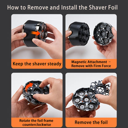 Rotary Electric Shaver for Men 5D 7D Detachable Multi-Head Floating Razor LED Display Type-C Fast Charging Cordless Grooming Kit for Home Travel Smooth Close Shave