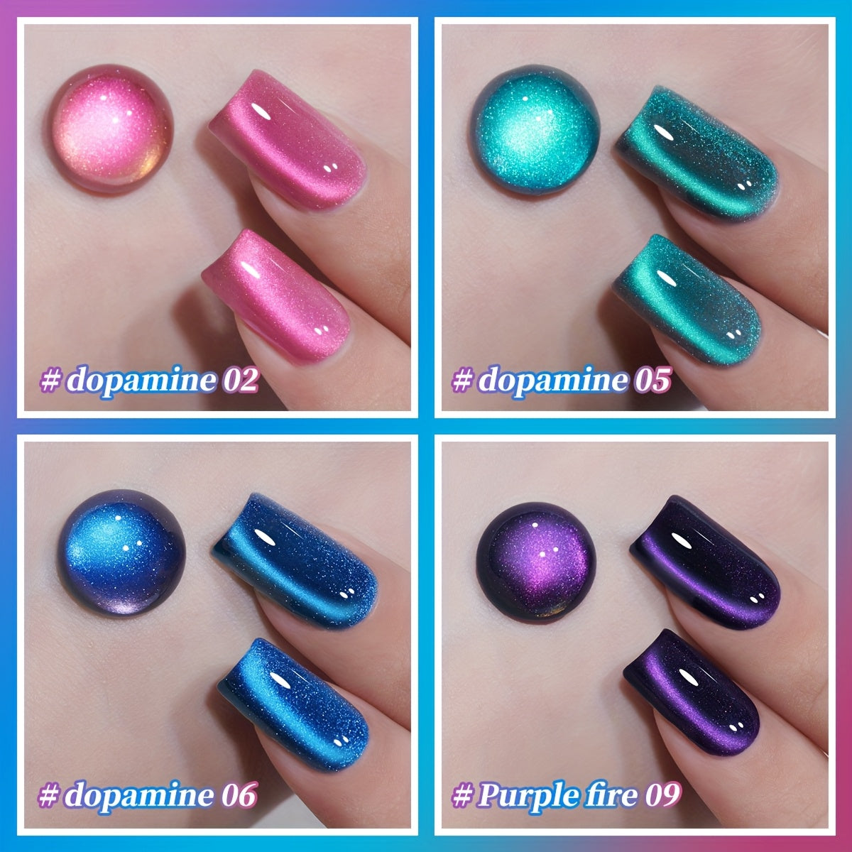 Cat Eye Gel Polish Set 4 Colors – Interstellar Galaxy Series Magnetic Nail Polish with Dazzling Shimmer Luster, UV LED Soak-Off Gel for Salon Nail Art & Home Manicure Gift for Women