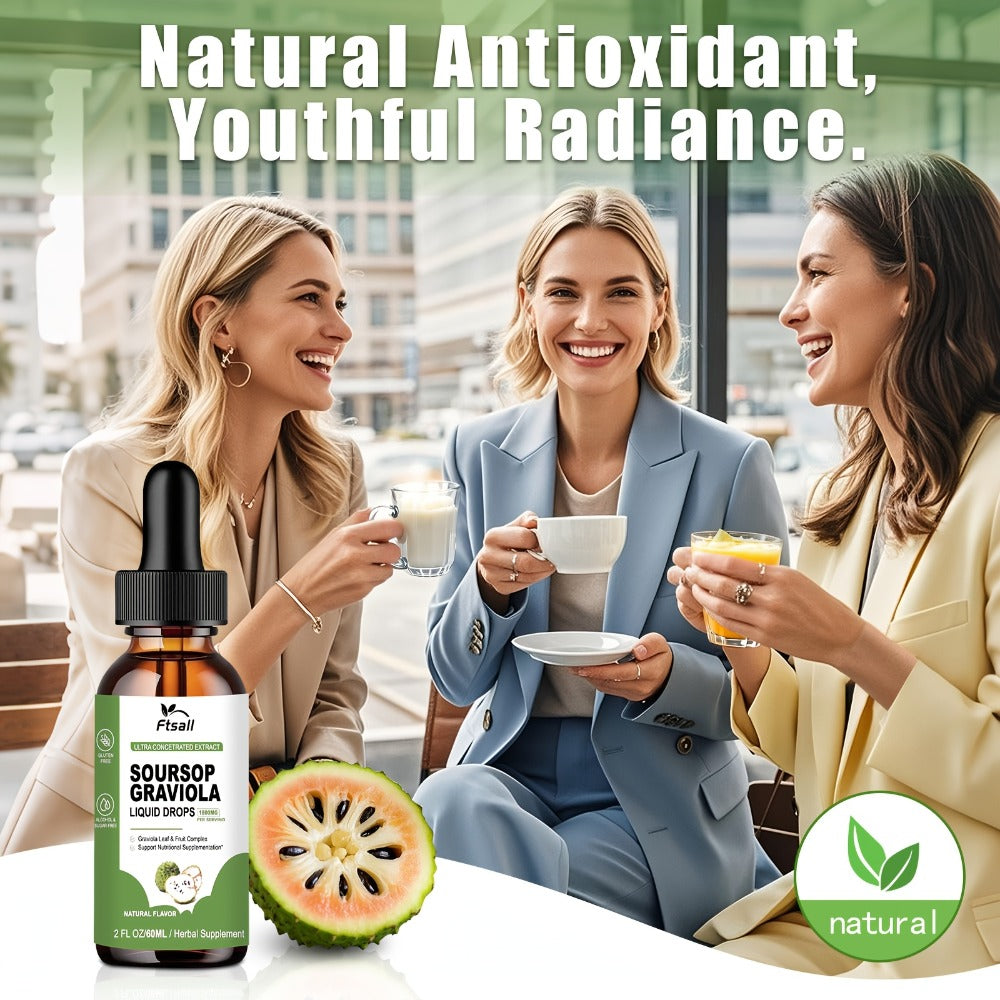 Soursop Bitters Liquid Drops 1800mg with Graviola Leaf & Fruit Extract — High-Absorption Natural Herbal Formula | Digestive Immune & Antioxidant Support | Gluten-Free Sugar-Free | 2 Fl Oz