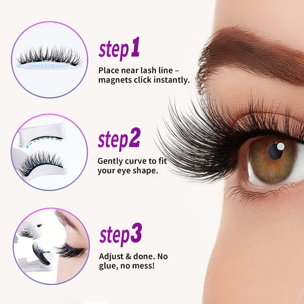 Waterproof 3D Magnetic Lashes 8Pcs Reusable Double Strip False Eyelashes Set with Clips & Glue – Natural Look for Women, Daily Wear, Parties & Special Occasions