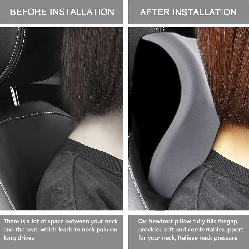 Car Seat Headrest Neck Pillow, Boost Your Driving Comfort, 100% Pure Memory Foam Travel Neck Pillow, with Breathable Removable Cover, Comfortable Ergonomic & Neck