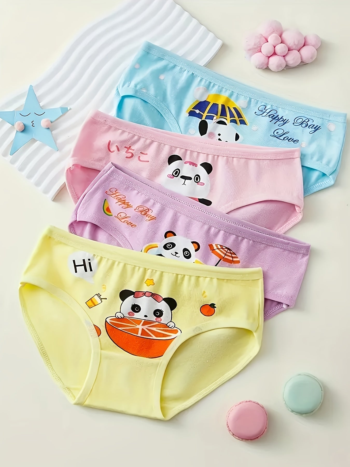 Girls' Cotton Briefs - Assorted Cute Cartoon Prints