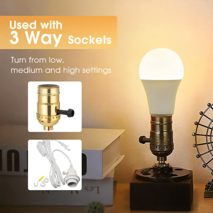 3-Way A19 Light Bulb 50 100 150W Equivalent 1500 Lumens E26 Medium Base – Warm White 2700K & Daylight 5000K Three-Way Bulb for Bedroom Living Room Study Room Floor Lamp, 4 Pack