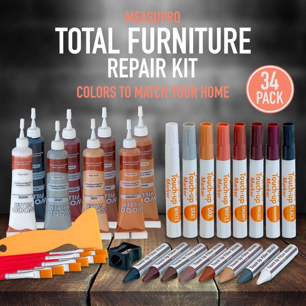 Wood Scratch Repair Kit Furniture Touch Up Markers Scratch Stain Repair Pens for Wood Furniture Tables Desks Floors Bedposts Cabinets Dark Light Mixed Colors 13 PC or 34 PC Carpenter Essential