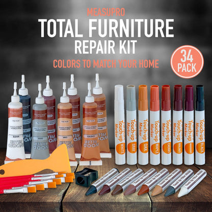 Wood Scratch Repair Kit Furniture Touch Up Markers Scratch Stain Repair Pens for Wood Furniture Tables Desks Floors Bedposts Cabinets Dark Light Mixed Colors 13 PC or 34 PC Carpenter Essential