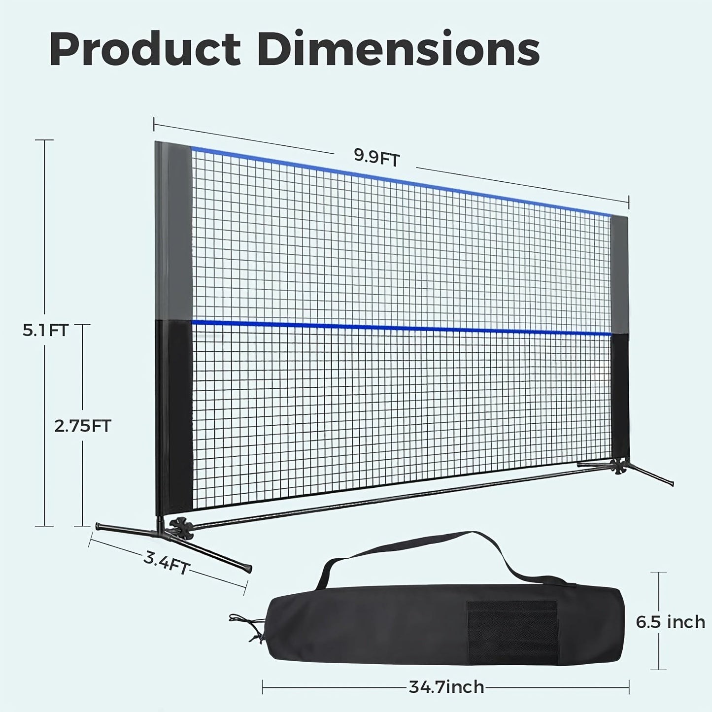 Badminton Volleyball Net Portable Adjustable Height 10ft 14ft 17ft Weather-Resistant Outdoor Indoor Backyard Pool Court Net with Carry Bag for Backyard Lawn Beach Park Play