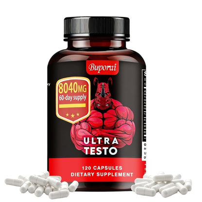 Ashwagandha Tongkat Ali Supplement for Men with Maca Root – Ultra Testo Triple Adaptogen Formula for Testosterone Support, Energy, Stamina & Male Vitality | 120 Capsules | Daily Men's Health Supplement