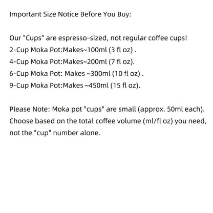 Stainless Steel Moka Pot Italian Espresso Maker – 2/4/6/9 Cup Stovetop Coffee Maker, Straight Style Moka Express for Home, Camping & Outdoor Use, Includes Cleaning Cloth – Professional Espresso Brewer