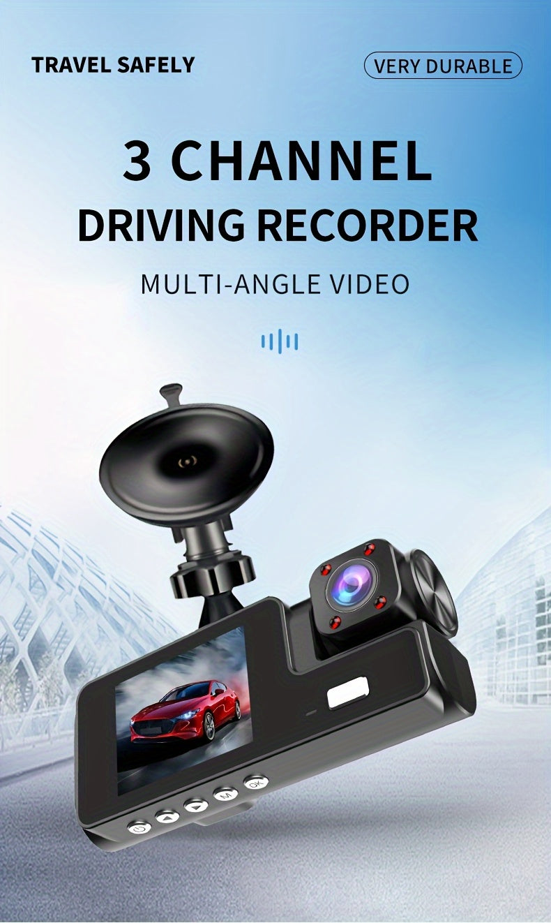 Front 4K And 4K Internal Plus 1080P Rear Free 32GB Memory Card, 3-Channel Driving Recorder, High-Definition Resolution, Ultra-Wide-Angle Reversing Vision, Real-Time Recording, with Airborne Black Box, High-Definition Night Vision, G Sensor