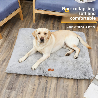 Fleece-Lined Dog Bed & Cat Mat – Thickened Warm Washable Square Pet Bedding for All Breeds | S, M, L, XL, XXL