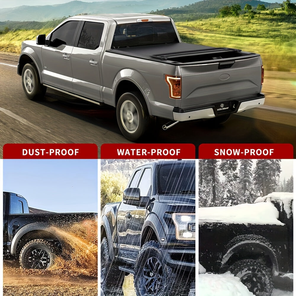 5.7FT Soft 4-Fold Tonneau Cover Truck Bed For Ram 1500 2009-2024 Without Rambox Water Proof Quad-Fold