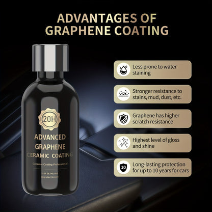 Graphene Ceramic Coating Kit 70ml – 20H Ultra High Gloss Car Paint Protection, 10+ Year Long-Lasting Shield, Auto Detailing Coat for All Vehicles, Apply After Car Wash & Paint Correction