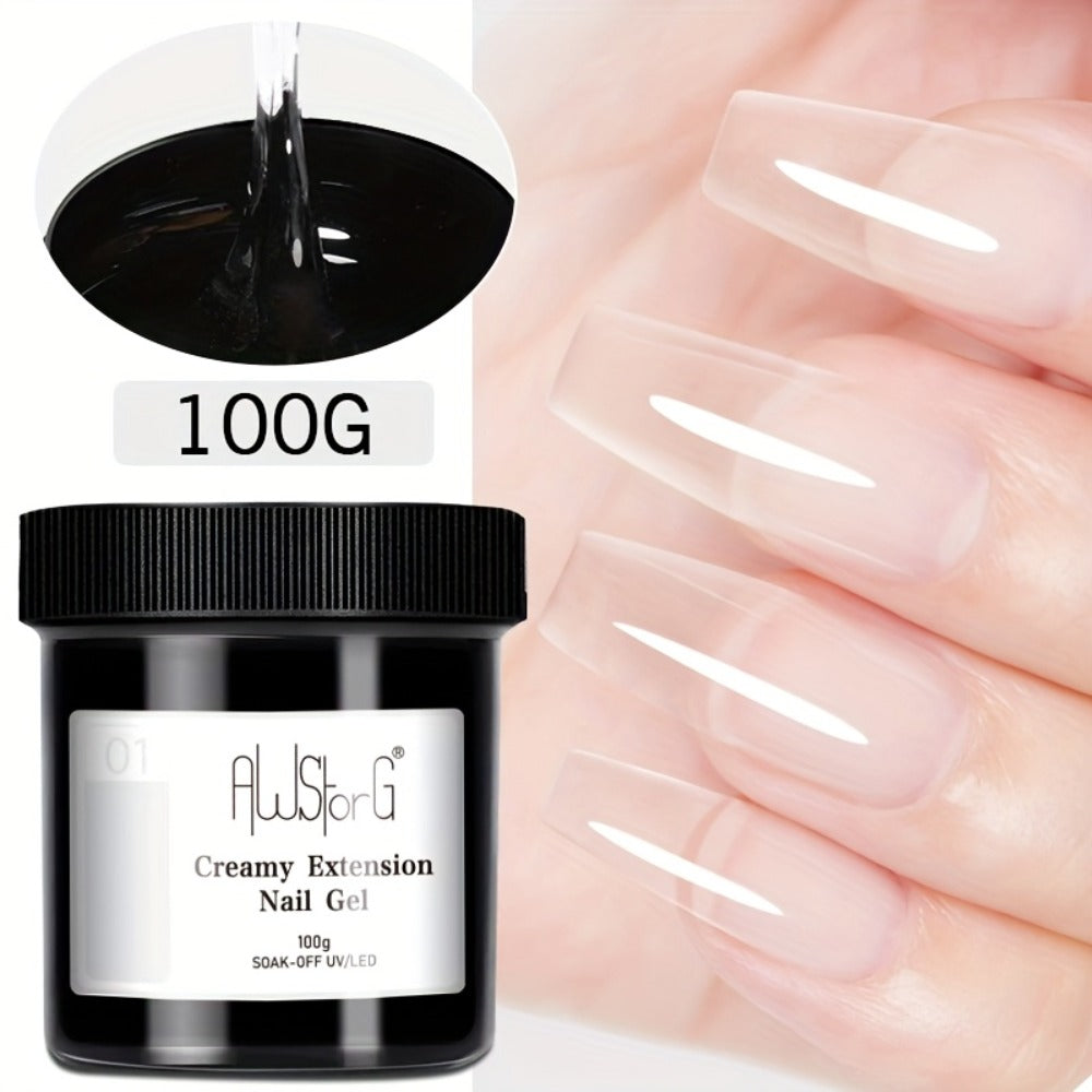 Nail Extension Gel Kit 3pcs 100g Clear Creamy Building Gel Hard Construction Gel for Nail Strengthening Lengthening and Manicure UV LED Nail Builder Gel Set Salon and Home Use