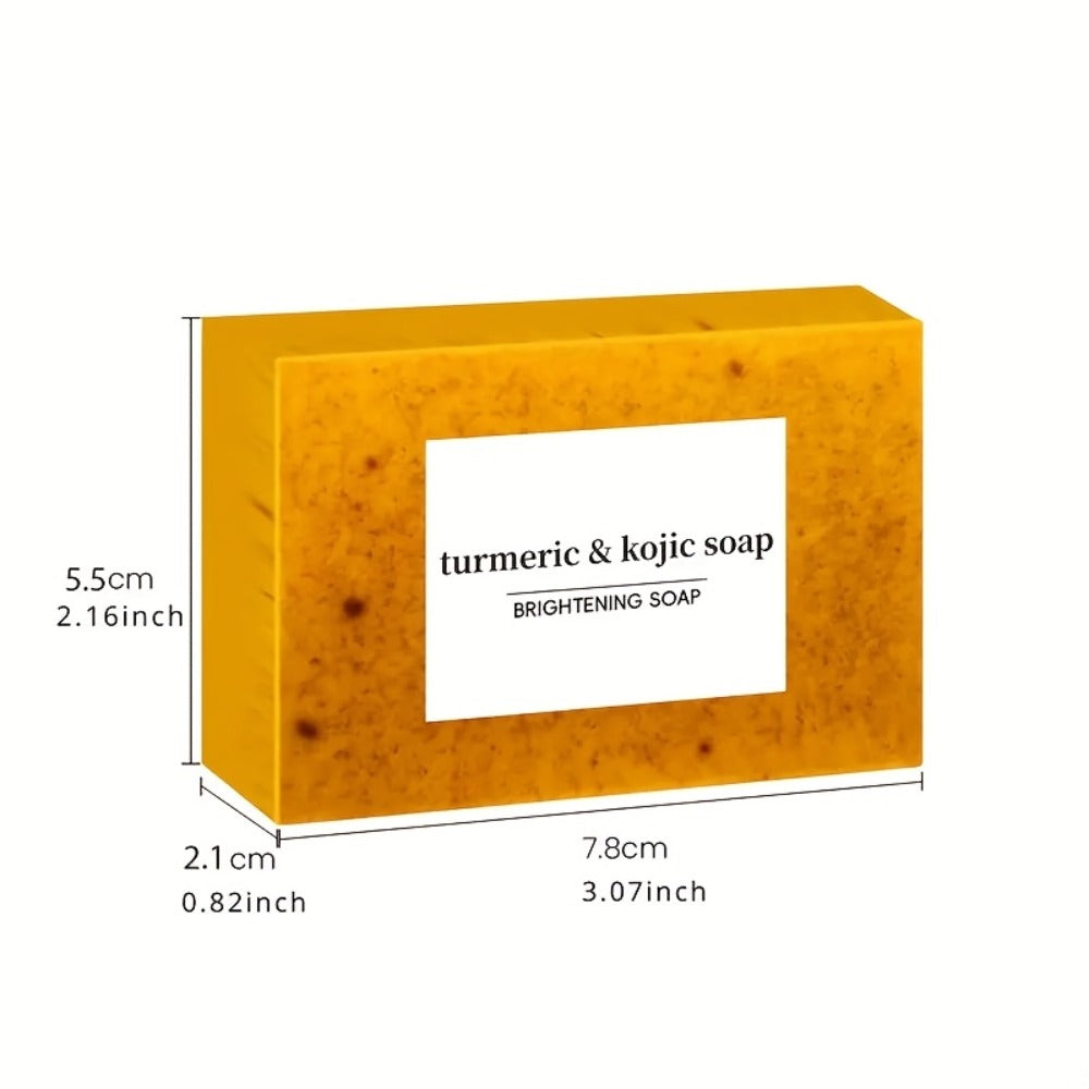 Kojic Acid Soap Set with Turmeric & Lemon – Handmade Cold-Processed Brightening Bars for Face & Body, Deep Cleansing & Hydrating, All Skin Types, Includes Foaming Net & Bath Tools