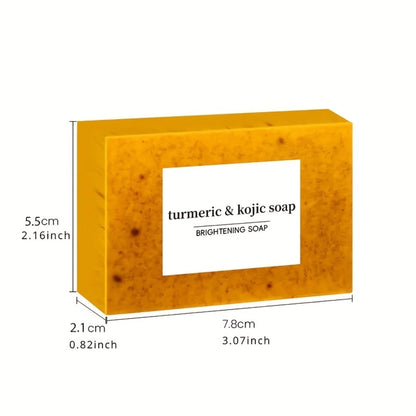 Kojic Acid Soap Set with Turmeric & Lemon – Handmade Cold-Processed Brightening Bars for Face & Body, Deep Cleansing & Hydrating, All Skin Types, Includes Foaming Net & Bath Tools