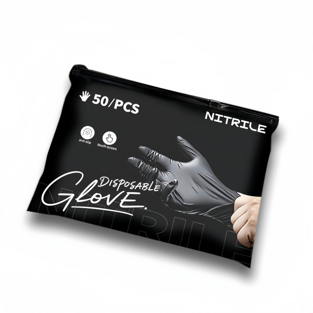 Disposable Nitrile Gloves Black – Powder Free, Latex Free Protective Gloves for Household Cleaning, Pet Bathing, Tattoo, Hair Coloring & Professional Use (S/M/L/XL)