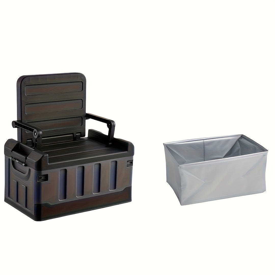 Portable Camping Stool with Backrest & Storage Compartments – Foldable Outdoor Fishing Seat, Lightweight Ergonomic Design for Hiking, Travel, Car Trips & Outdoor Adventures, Optional Waterproof Bag Included